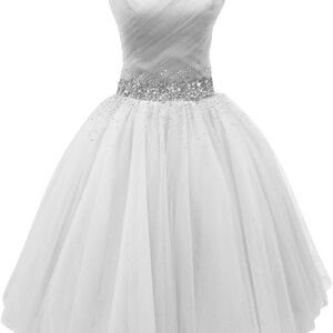 Chic White Tulle Dress with Silver Accents